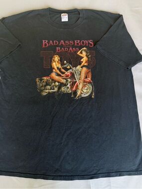 vintage Anvil brand "Bad Ass Boys Have Bad Ass Toys" motorcycle tshirt